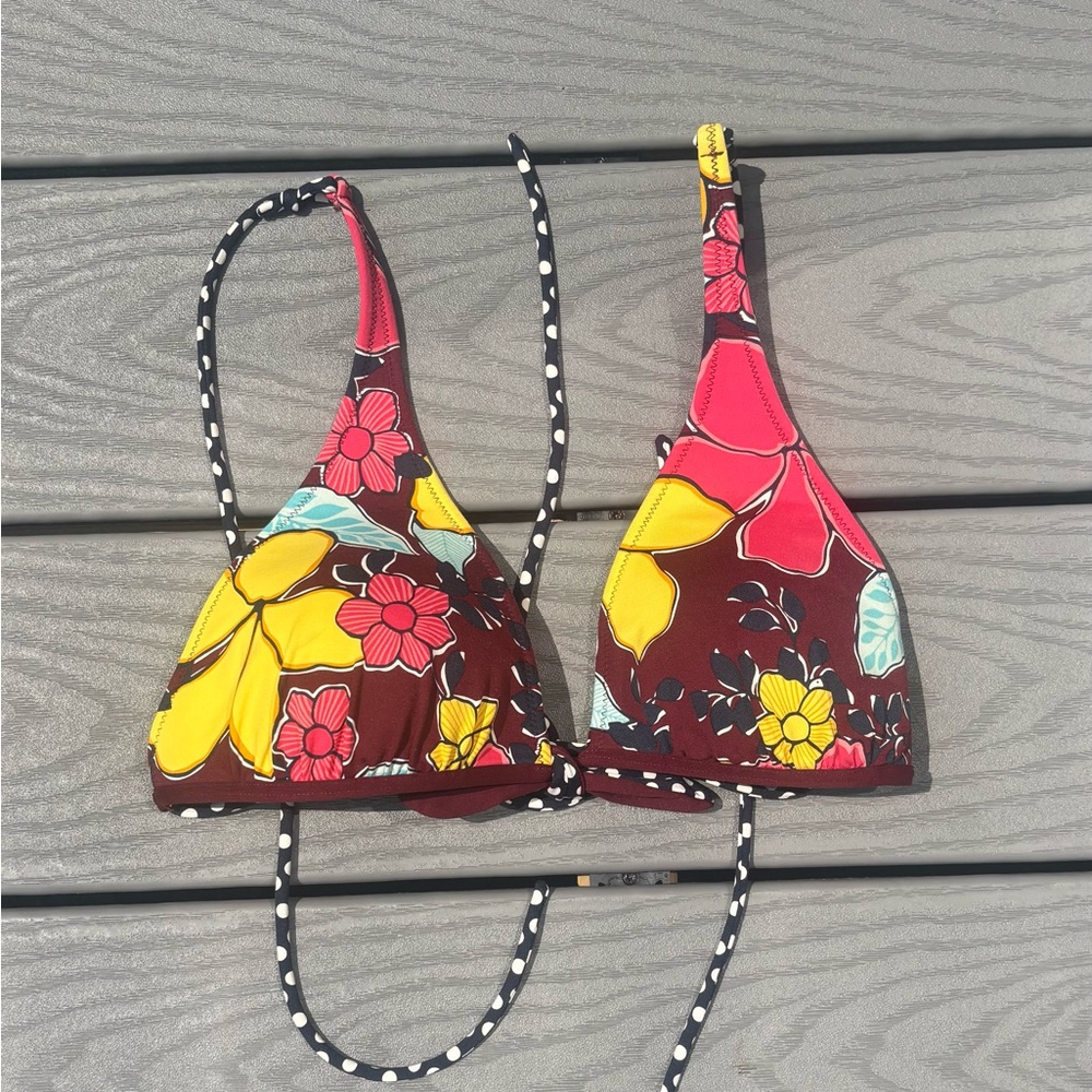 Hollister Burgundy and Polka Dot Bikini Top